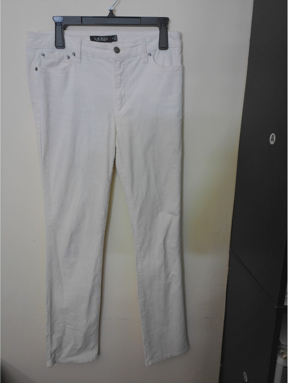 Lauren Ralph Lauren Corduroy Pants Womens 8 Cream Straight Leg Stretch Jeans